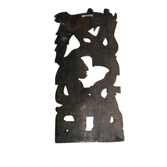 Vintage Mayan Aztec Handcarved Wood Wall Panel 19" by 10" - Picture 3 of 3